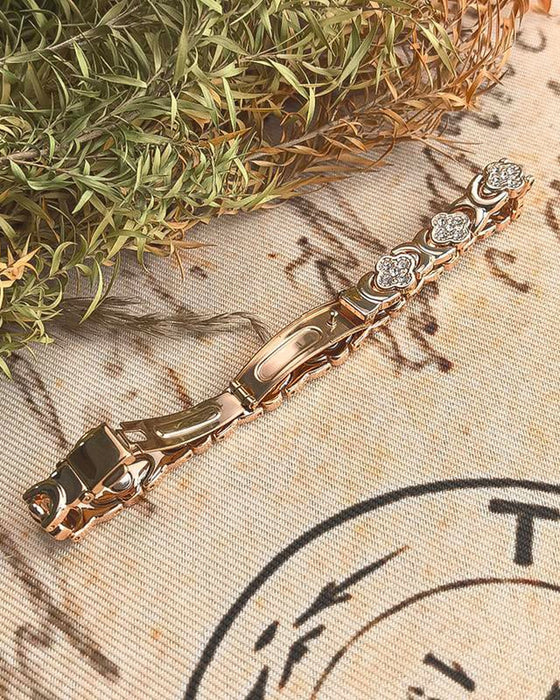 Bracelet En Cuivre À Trèfle À Quatre Feuilles