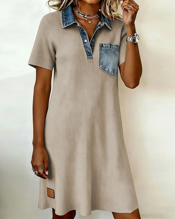 Robe Denim Patchwork Trapèze