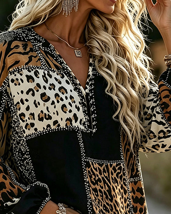 Blouse Léopard Bloc De Couleur