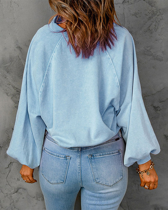 Sweatshirt Revers Bouton Unie