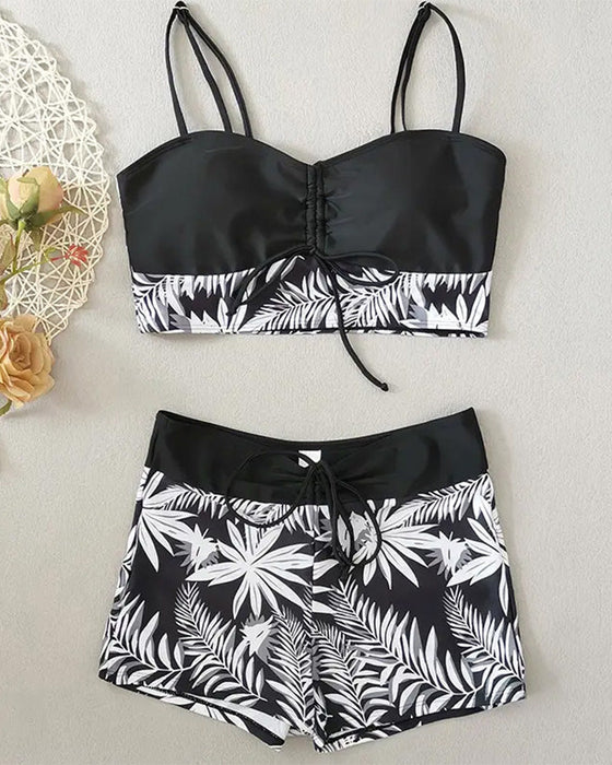 Bikini Haute Taille Boyleg Imprimé
