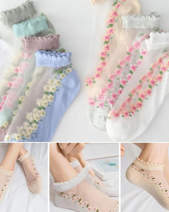 Chaussettes Fleuries Respirables D'Été