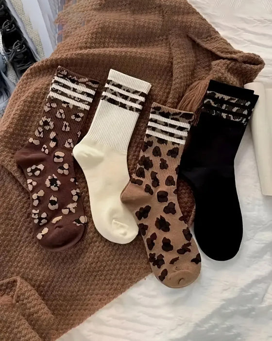 Chaussettes Imprimé Léopard Mi‑Mollet