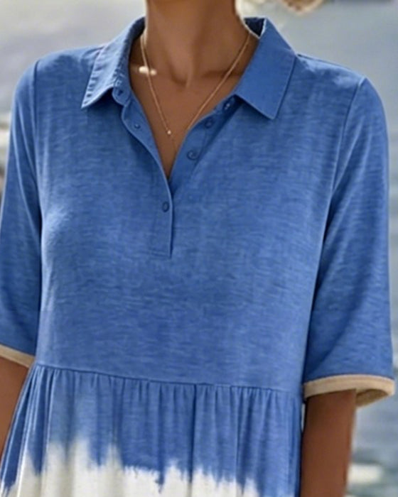 Robe Gradient Col Polo Midi