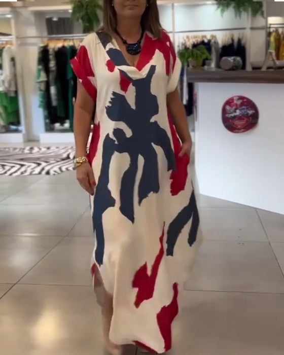 Robe À Manches Courtes Imprimée