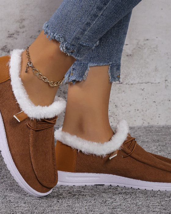 Chaussures en coton chaud épaissi de couleur unie