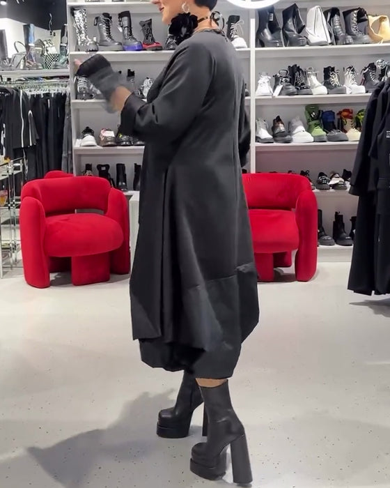 Robe couleur unie patchwork tendance