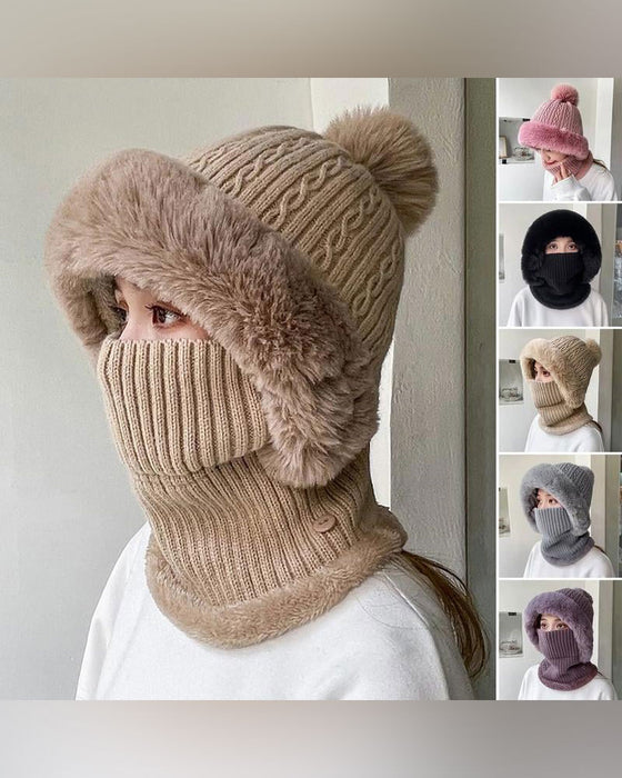 Bonnet Et Écharpe Tricotés Tout-En-Un