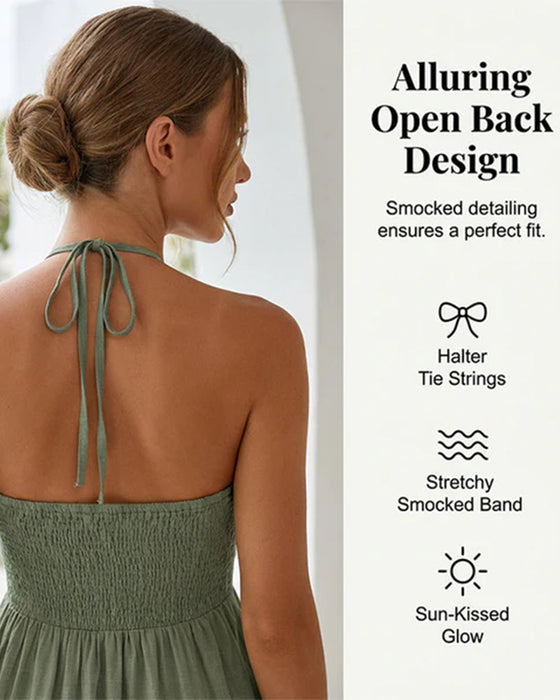 Robe Halter Bandeau Volant Multi-Couches