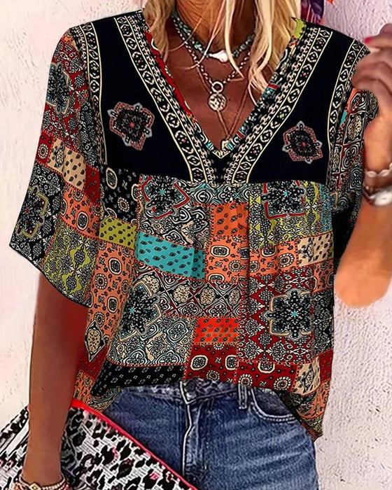 T-shirt Plissé avec Impression Vintage