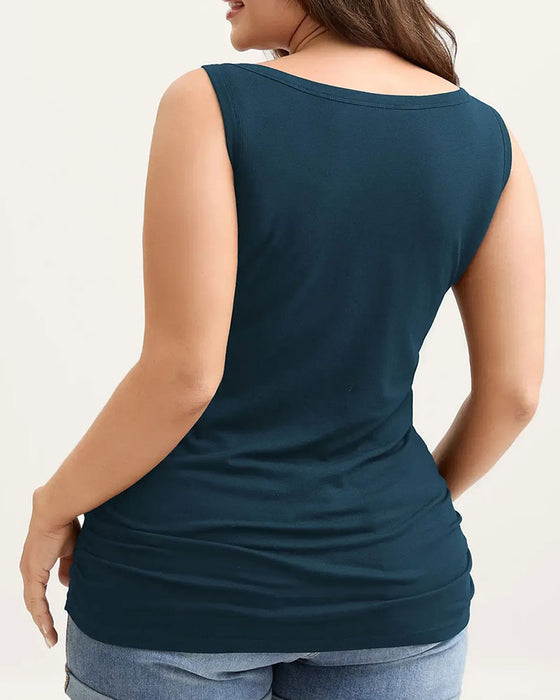 Débardeur Encolure U Sans Manches Coupe Slim Soutien-Gorge Intégré