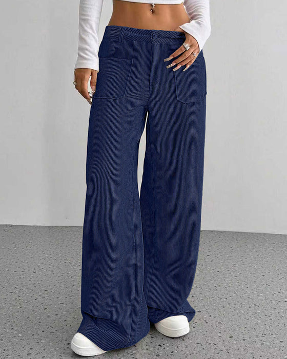 Pantalon Devant Dos Poche Unie Jambe Droite Long