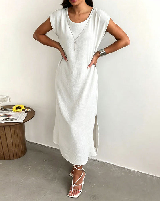 Robe Midi Longueur Fente Lâche