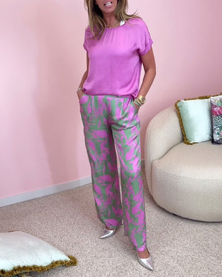 Ensemble décontracté imprimé avec poches et manches courtes