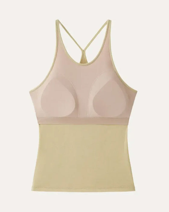 Ensemble Haut À Bretelles Nuque Haut Cami Avec Soutien-Gorge Intégré Et Manches Longues Croisées
