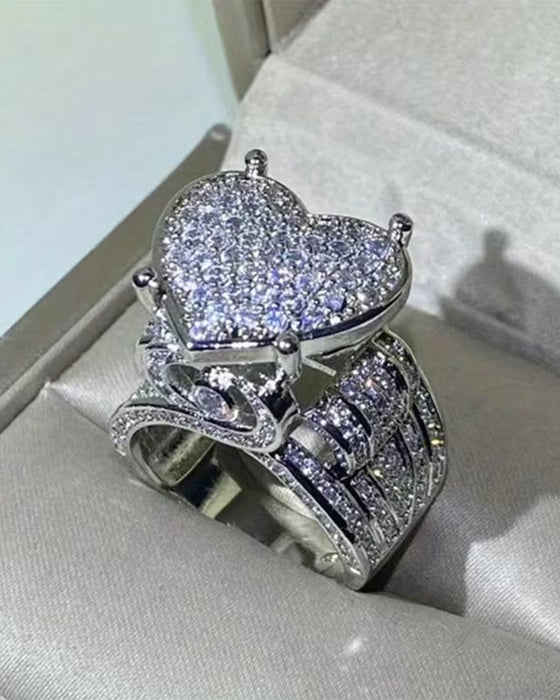Pave Bague Cœur Set pour Femme