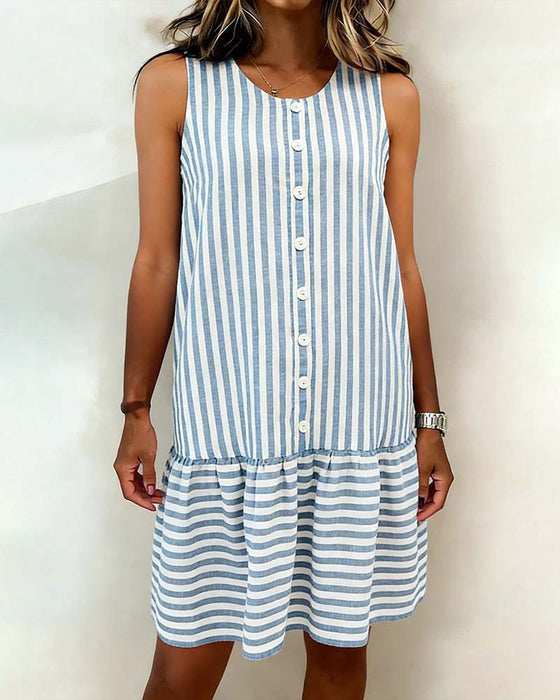 Dress Sans manche Rayé A-line