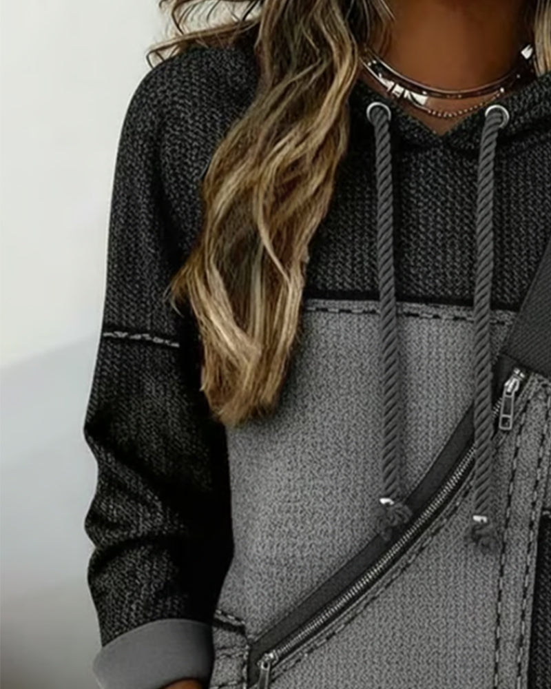 Sweat À Capuche Élégant À Blocs De Couleurs