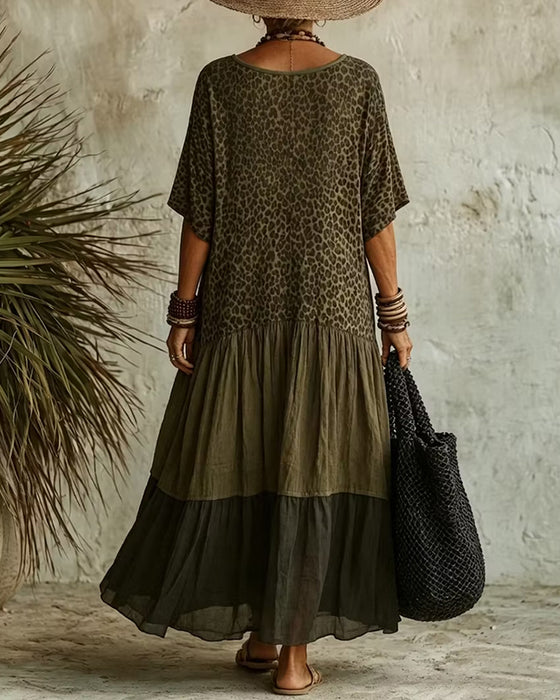 Robe Longue Décontractée À Motif Léopard