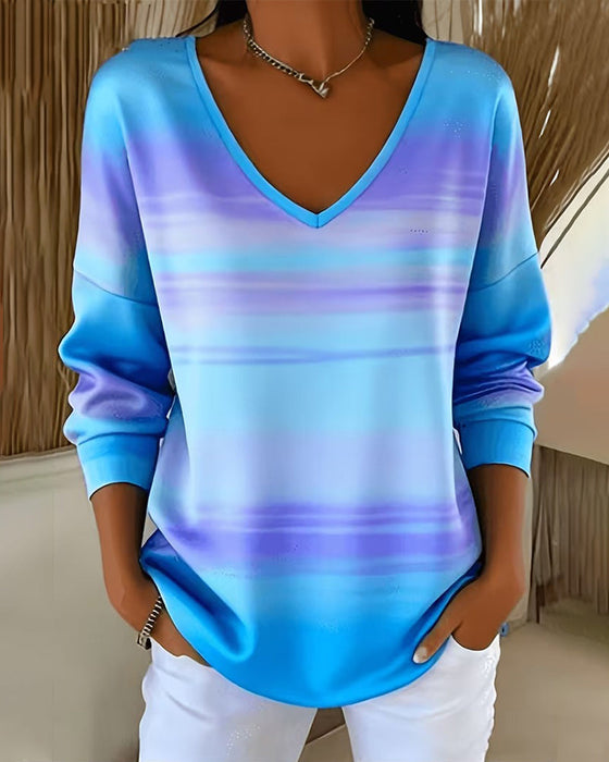 Sweatshirts Col V Manche Longue Ombre