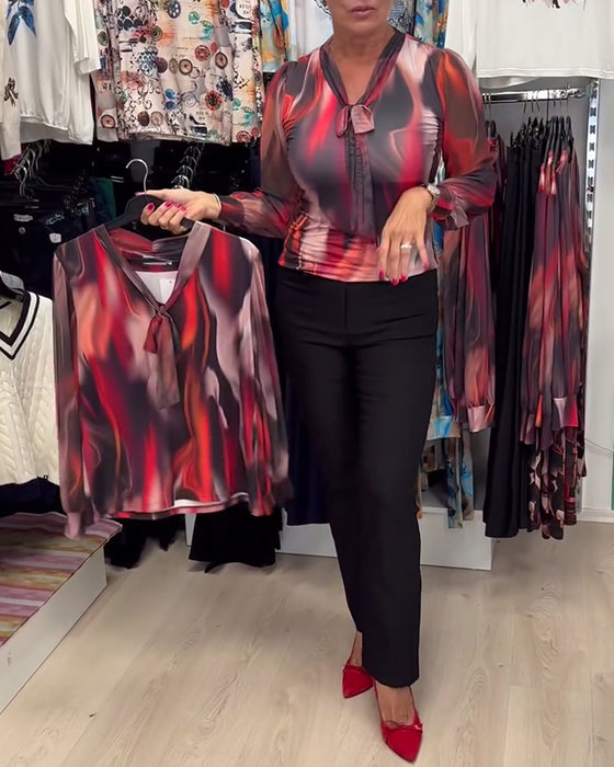 Chemisier élégant à manches longues imprimé