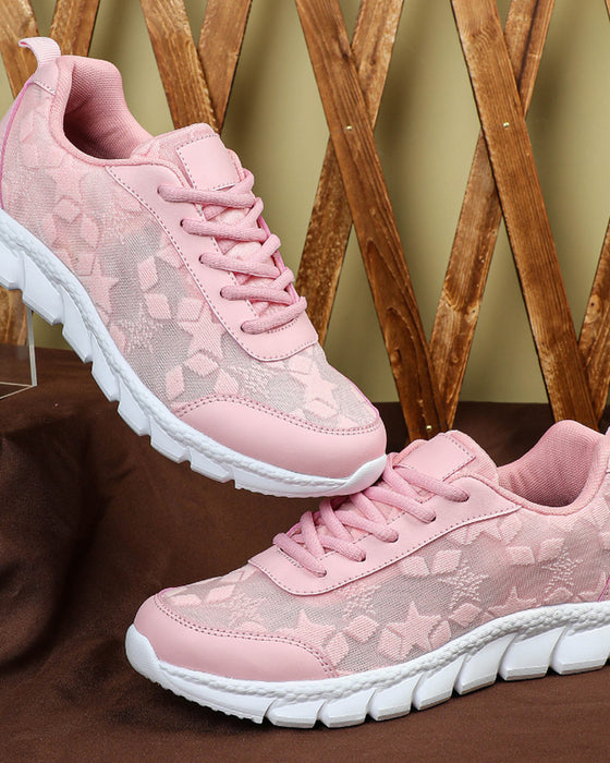 Baskets à lacets simples et respirantes de couleur unie