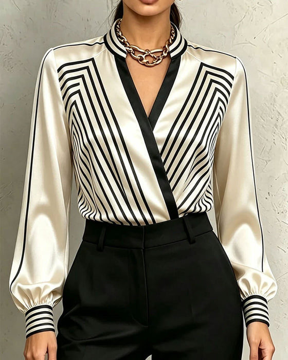 Blouse Rayée Tendance Manche Longue