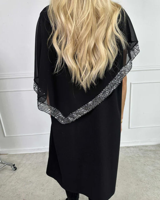 Robe Tendance Unie Avec Châle