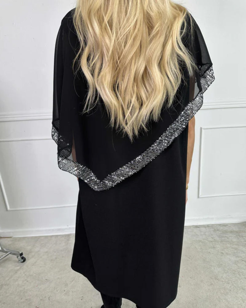 Robe Tendance Unie Avec Châle