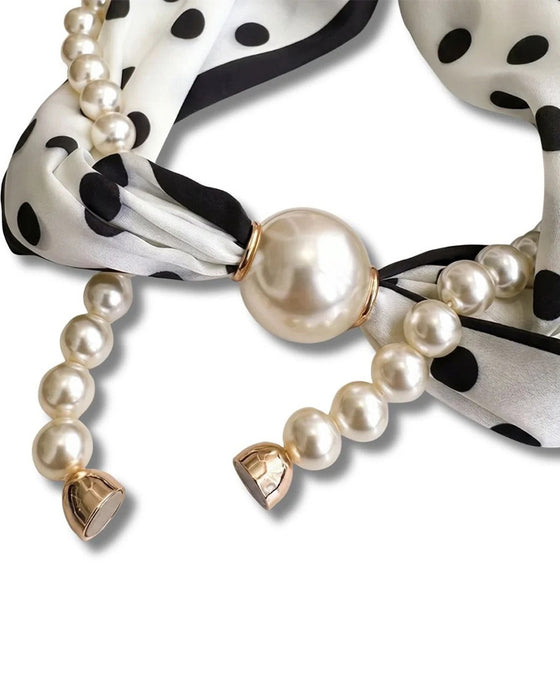 Collier Long Orné De Perles Soie