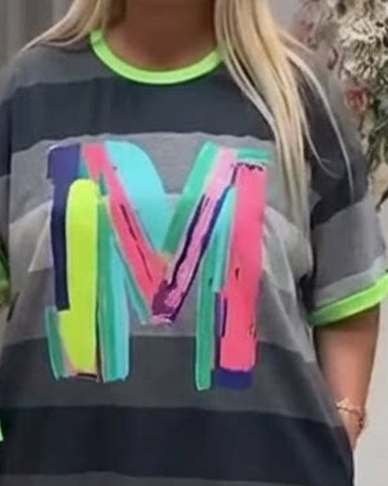 Robe Arc-en-Ciel Rayé Lettre