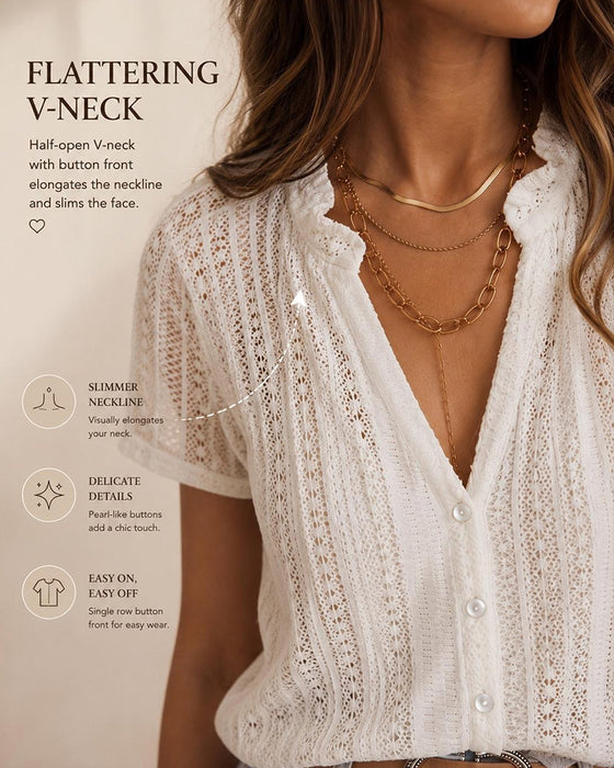 Blouse Découpée Cardigan Manches Courtes
