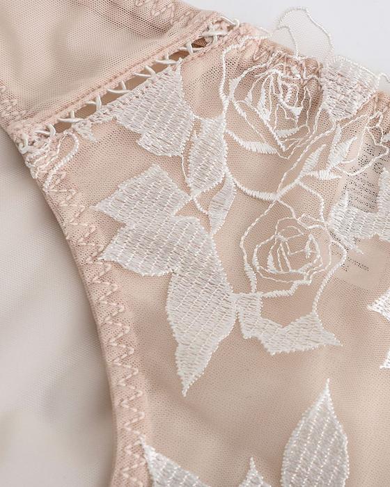 Soutien-gorge Femme Ultra Fin Sexy Rose Broderie Dentelle