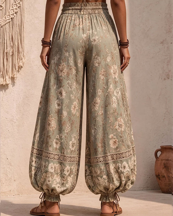 Pantalon Évidé Dentelle Poche Lanterne