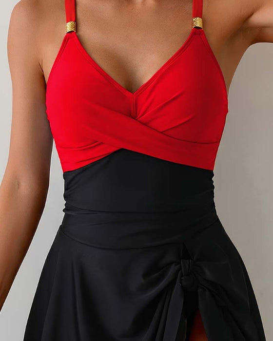 One-Piece Bretelle Spaghetti Bloc De Couleur