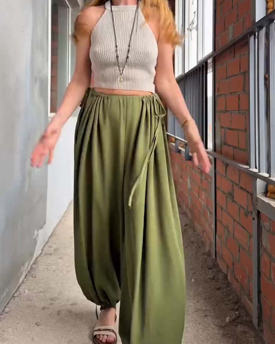 Pantalon Lâche Cordon De Serrage Large Jambe
