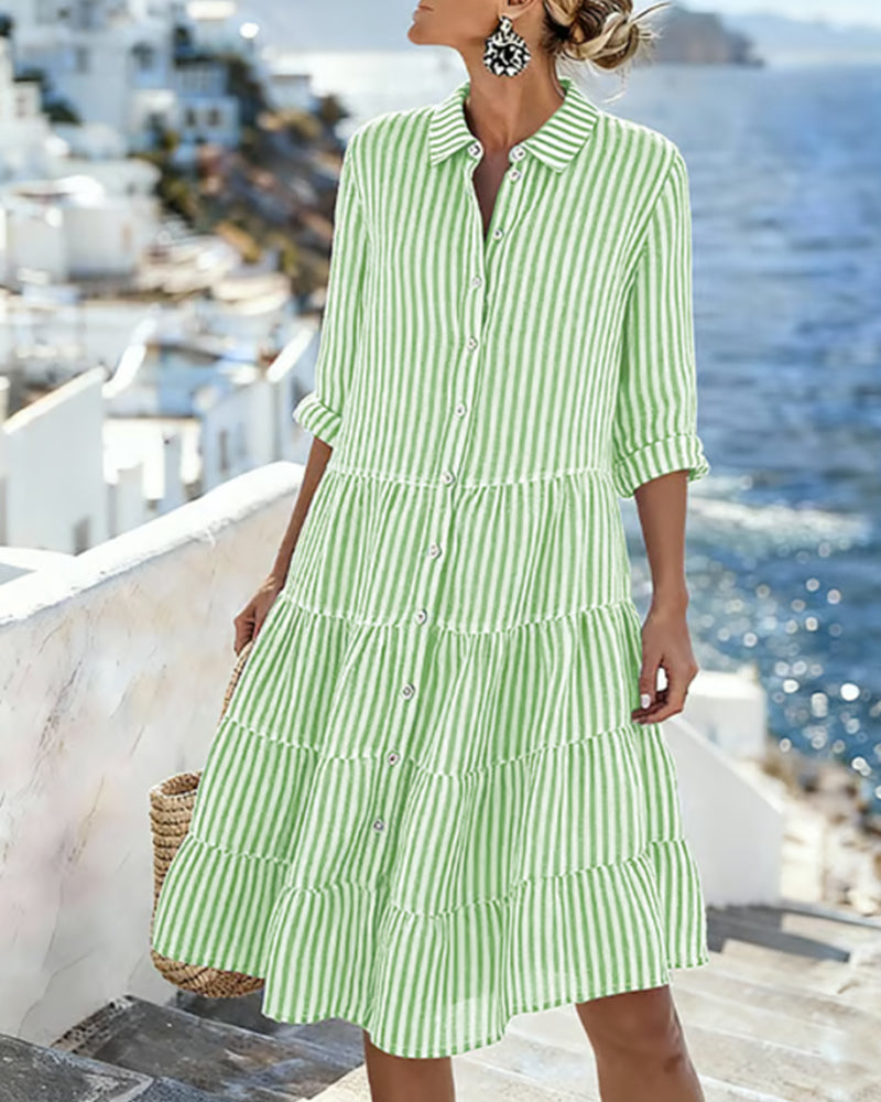 Robe Chemise À Rayures Verticales