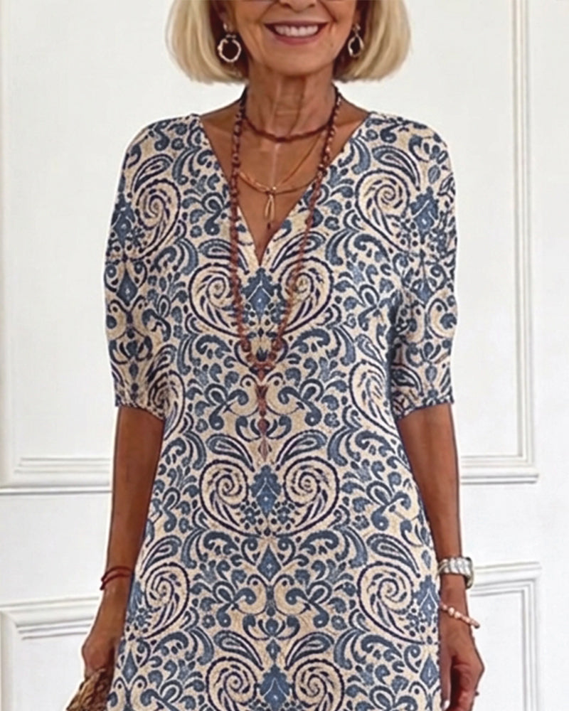 Robe Vintage Florale Encolure V Maxi