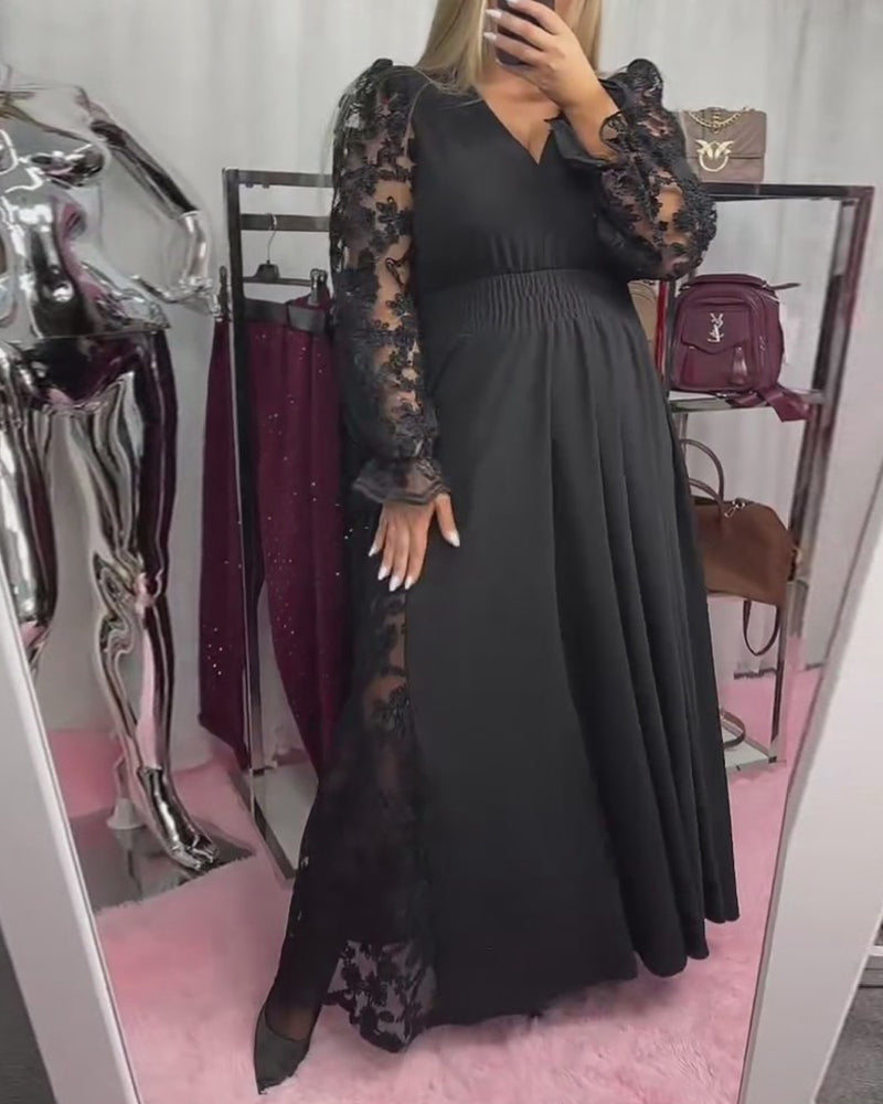 Robe Dentelle Couture Col V Ourlet A