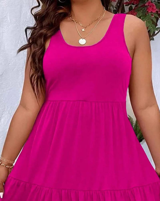 Robe Double Couche À Volants Superposés Débardeur