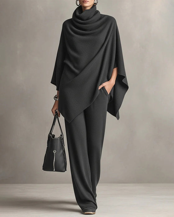 Ensemble Col Roulé Haut Jambe Large Pantalon