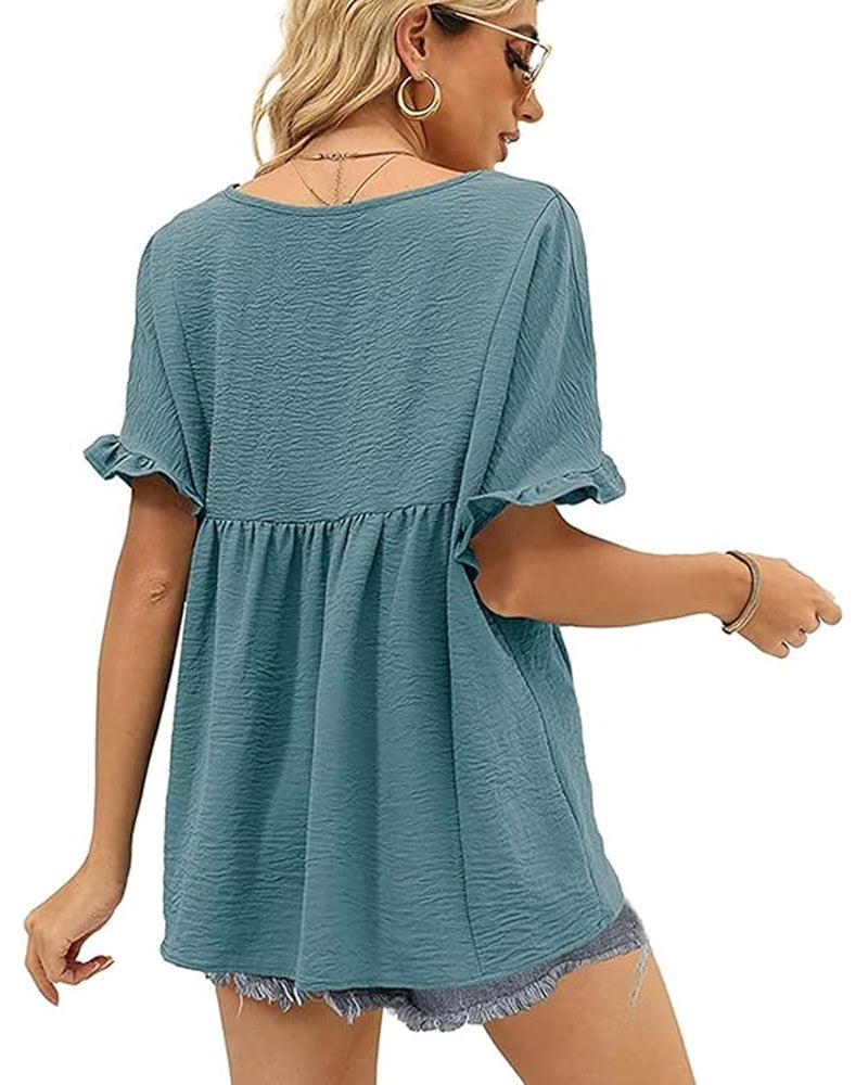 Blouse Décontractée Volant Coupe Loose