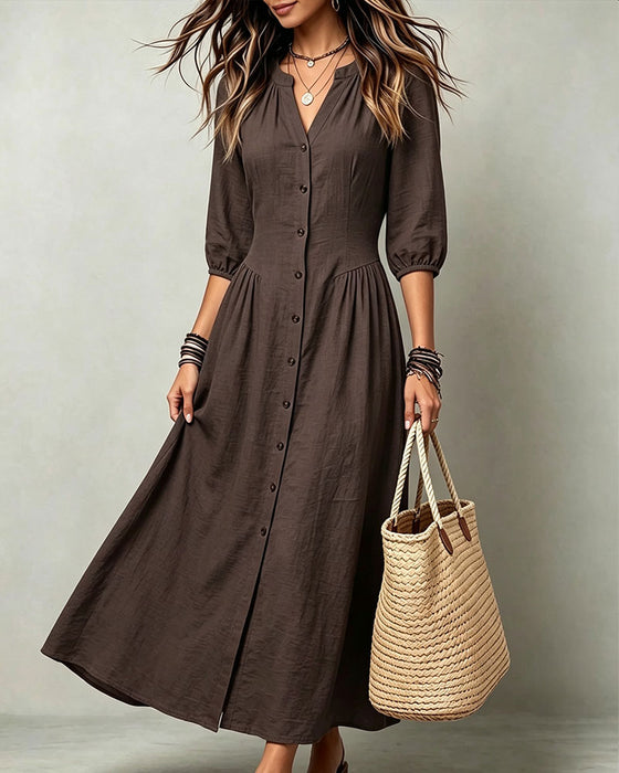 Robe Manches Courtes Vintage Taille Cintrée Coupe A