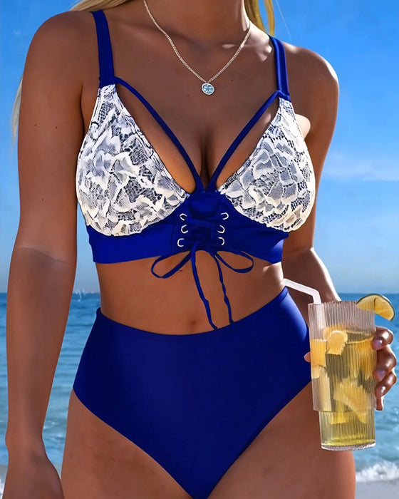 Bikini Dentelle Patchwork Attacher-Côté