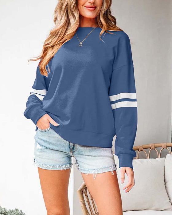 Sweatshirt Col Rond Manches Longues Color-Block