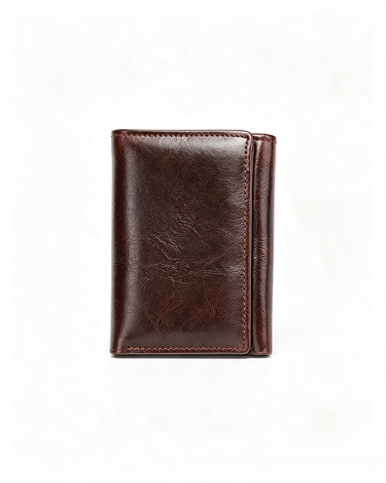 Portefeuille Homme En Cuir De Vache Huilé-Ciré Authentique Avec RFID