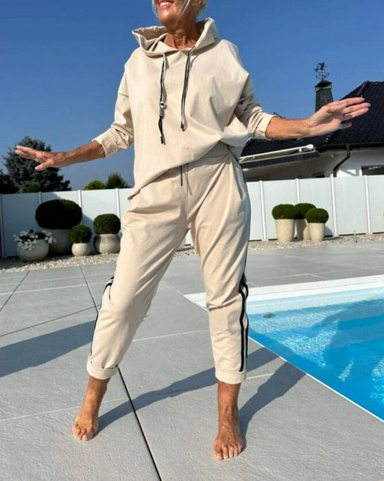 Ensemble De Deux Pièces Décontracté Avec Sweat À Capuche Et Pantalon Pour Femmes