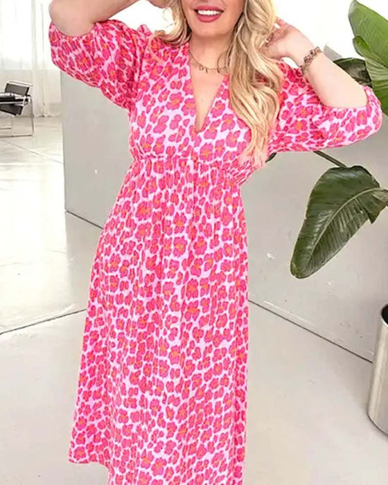 Robe Femme Col V Imprimé
