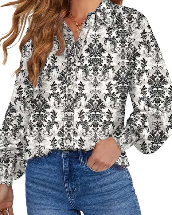 Blouse Manche Lanterne Imprimée
