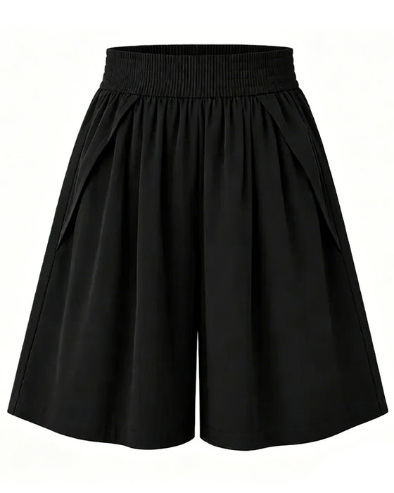 Short Taille Élastique Jambe Large